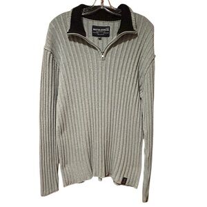 Nautica Jeans Co Mens Quarter Zip‎ Sweater Cotton Gray Size XXL